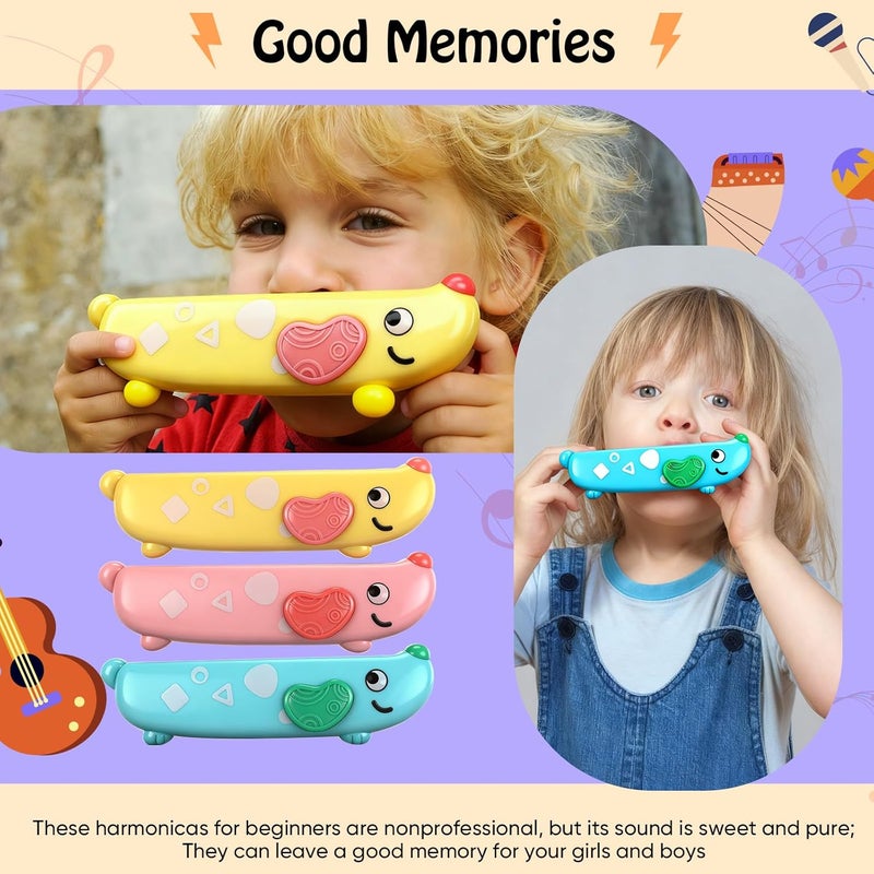 Lukmaa 6 Pcs Harmonica for Kids Beginners Toddler Musical Instruments Toys 16 Hole Harmonica Set Easy-to-learn Key of C Cute Dog Colored Mouth Organ Educational Toys for Baby Girl Boy over 3 Years Old - Image 5
